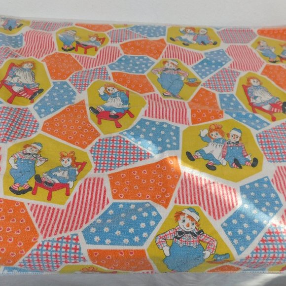 Raggedy Ann and Andy Dolls Infant Baby Cotton Receiving Blanket Vintage Faded - Picture 3 of 8